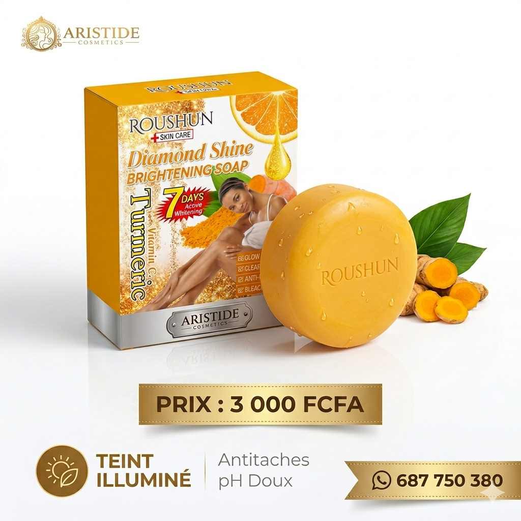 Savon Roushun Diamond Shine Turmeric — Teint Illuminé & Anti-Taches en 7 Jours | Aristide Cosmetics